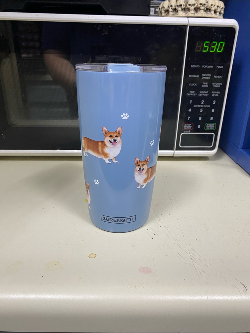 Serengeti Light Blue Corgi Insulated Travel Tumbler